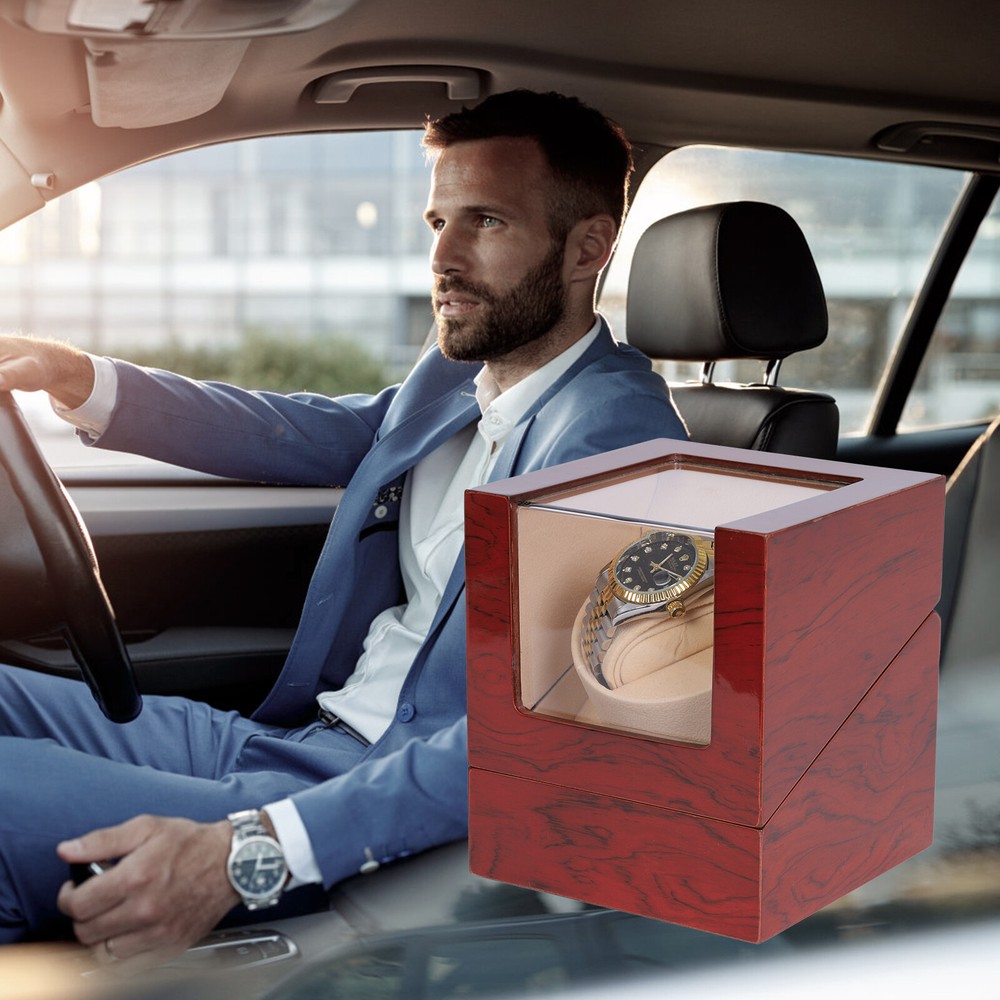 Leather Automatic Watch Winder Box Single Storage Display Case Box Silent Motors