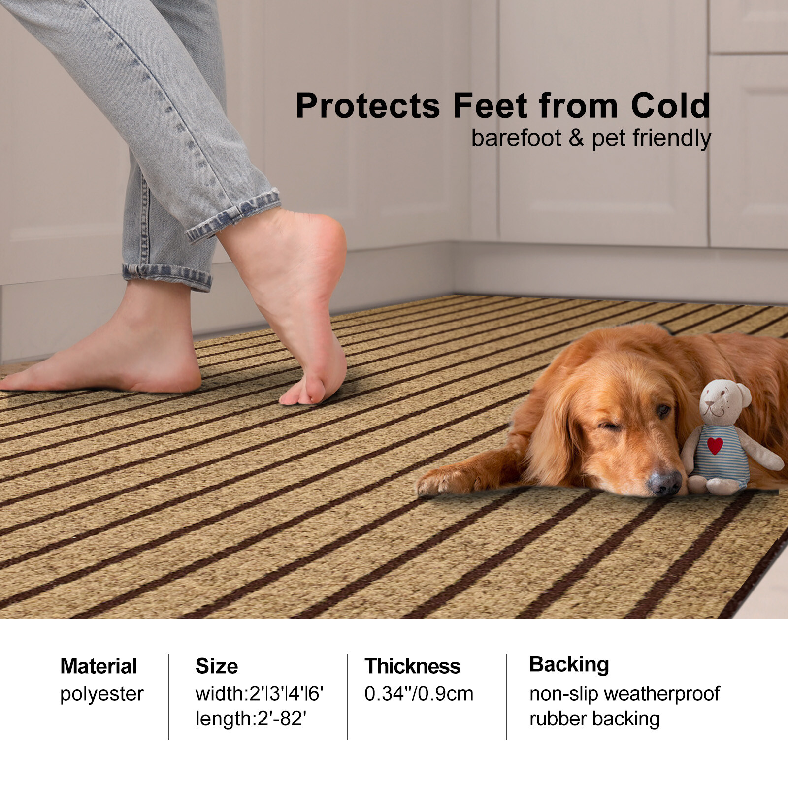 Entryway Runner Rug Indoor Outdoor - Extra Long Hall Rugs Runners Non Slip Brown