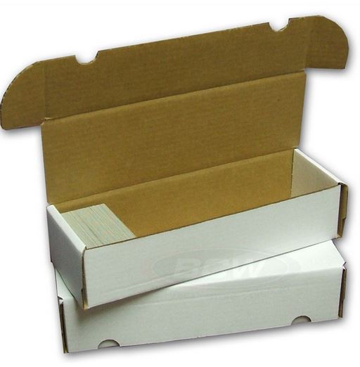 (3 Pack) 660 Count Size White Cardboard Trading Card Storage Boxes - Tab Closure