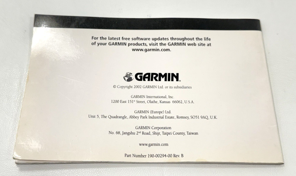 Garmin GPS 72 Personal Navigator Owner's Manual + Quick Start Reference Guide