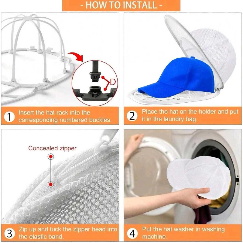 2x Hat Washer for Washing Machine,Hat Cleaner for Baseball Caps with Frame Cage