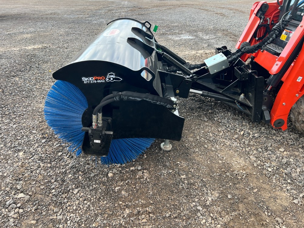 2025 84" Hydraulic Angle Broom Skid Steer Attachment. Regular Flow Hydraulics.