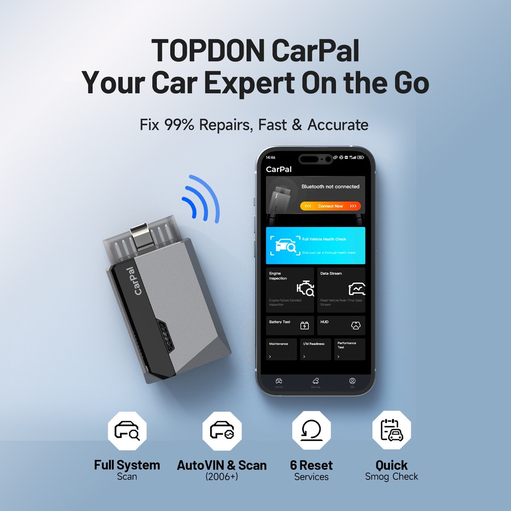 TOPDON CarPal Car Code Reader OBD2 Scanner Engine Transmission Diagnostic Tool