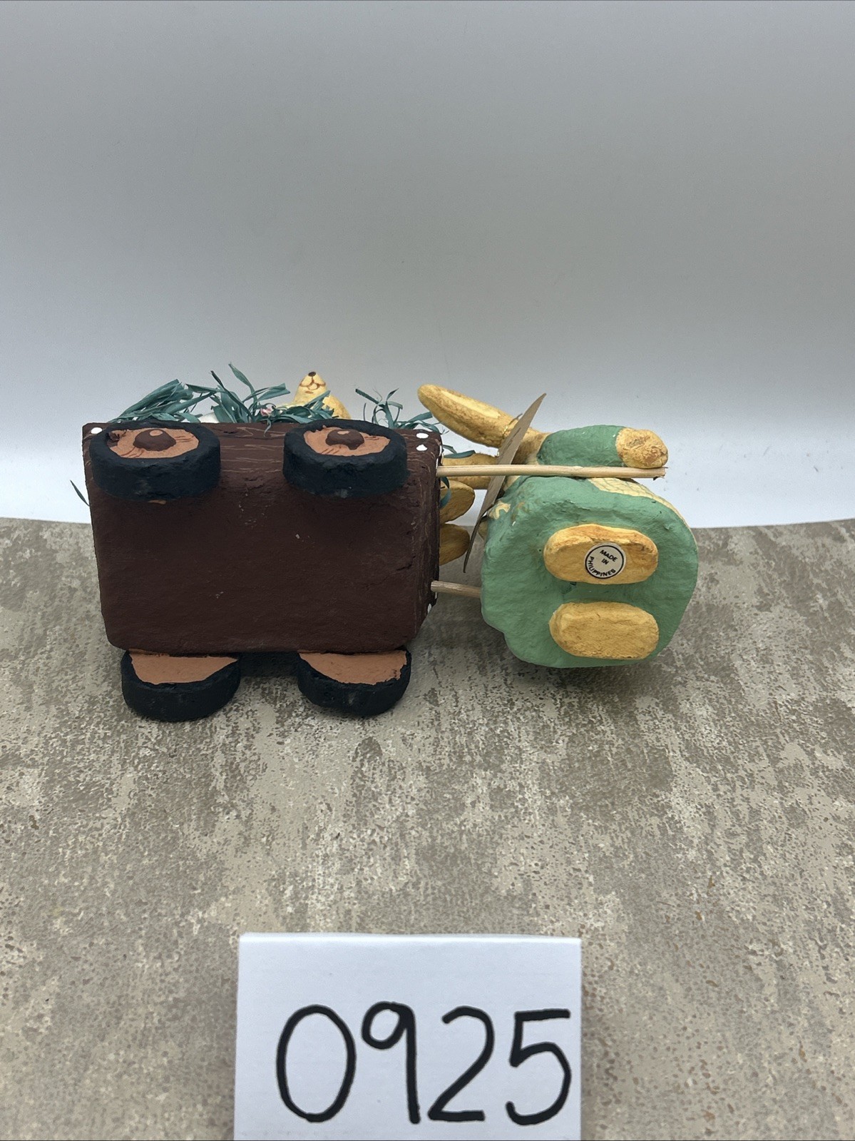 Paper Mache Bunnies With Cart And Eggs Made In Philippines
