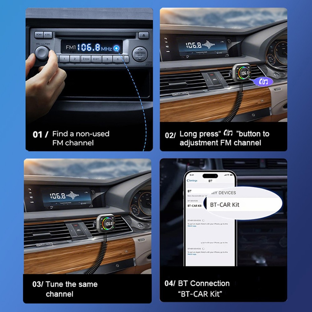 New Bluetooth Car AUX FM Transmitter TF Card LED USB Radio Handsfree MP3 Player