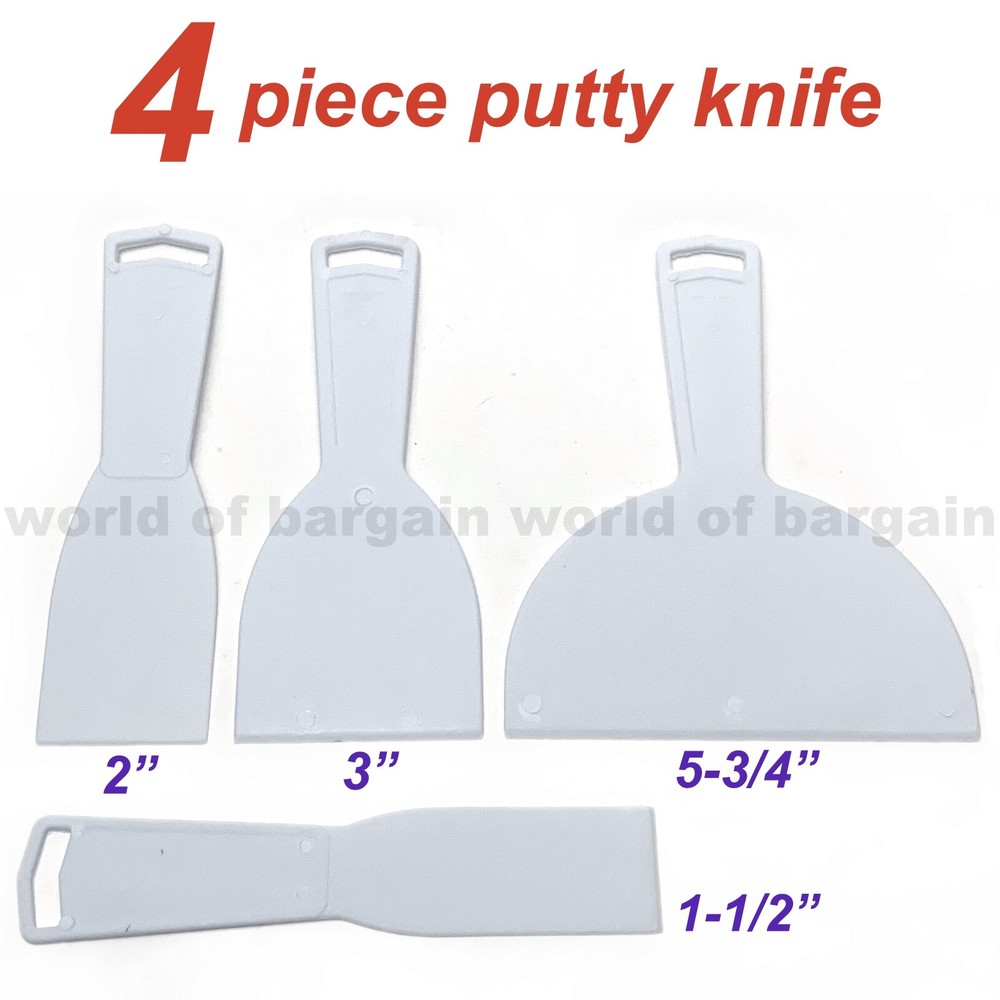 4 Plastic Putty Knife Assorted Width Spackle Applicator Interior Drywall Repair