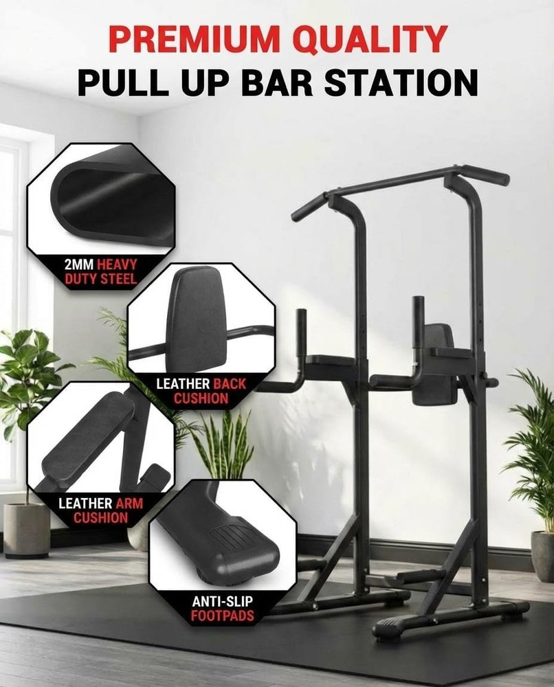 Height Adjustable Pull Up Station Freestanding 450LB Workout Pullup Dip Station
