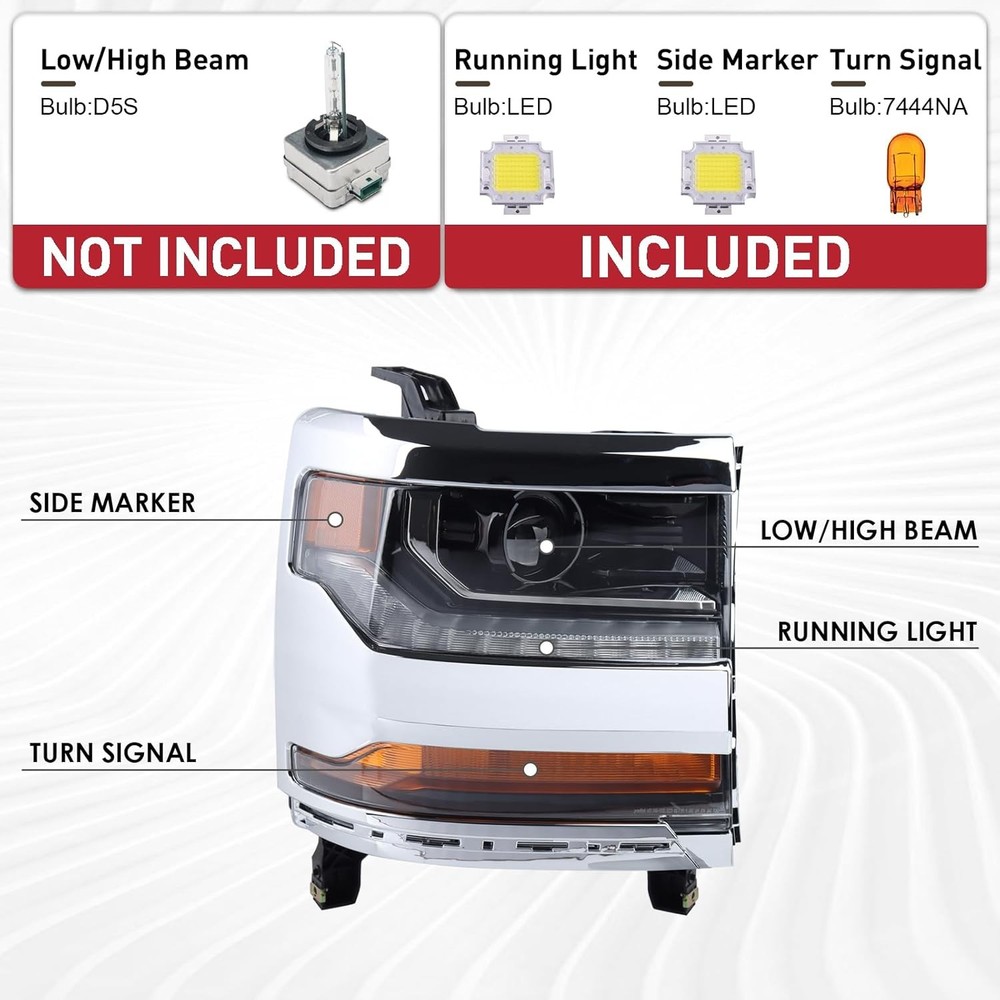 LED Projector Headlight Right for Chevy Silverado 2016