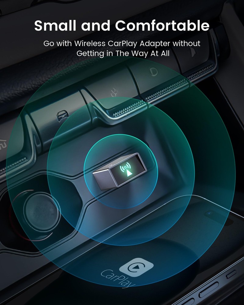 Wireless Carplay Adapter for iPhone - Plug & Play Convert Wired to Wireless C...