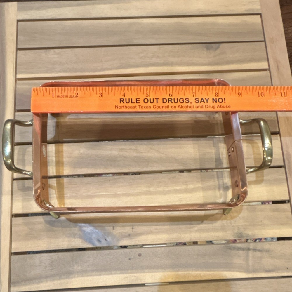 Copper Rectangular Serving Tray with brass Handles, Decorative Tabletop Tray