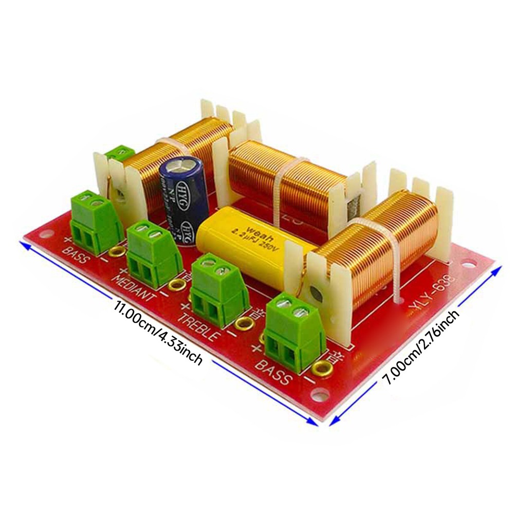 Speaker Crossover Audio 3 Way Crossover Audio Frequency Divider 4-8OHM 2Pcs