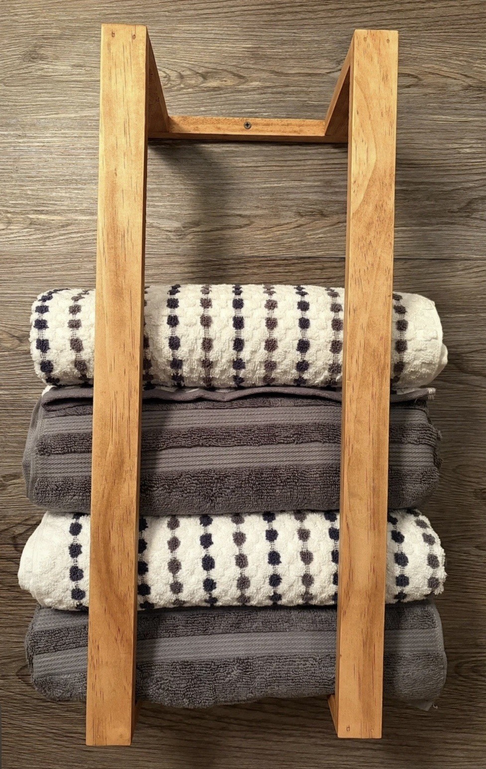 Handcrafted Wood Towel HolderDecorative Bathroom Accessory Homemade