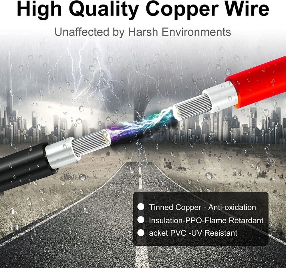 Solar Panel Connectors Waterproof Y Branch Parallel Adapter Cable Wire Plug USA