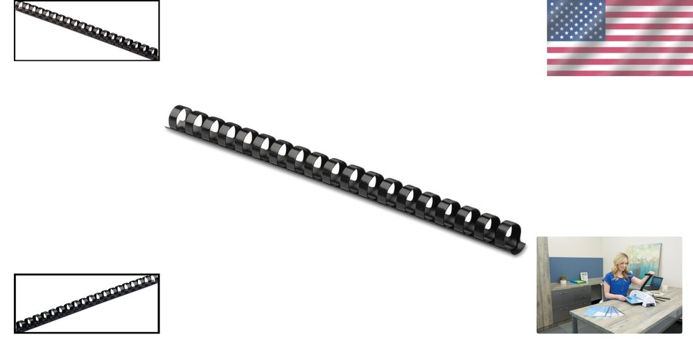 100 Pack Black Plastic Binding Combs, 1/2 Inch for Neat Document Presentation
