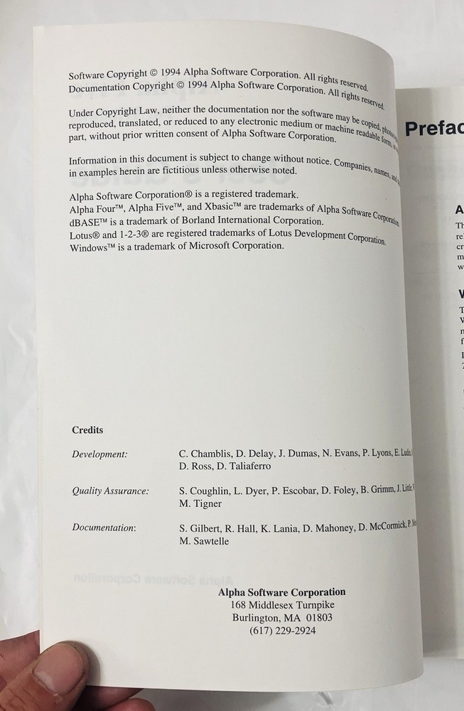 Alpha Five For Windows Manuals Set (4) User Guide Tutorial Xbasic Reference 1994