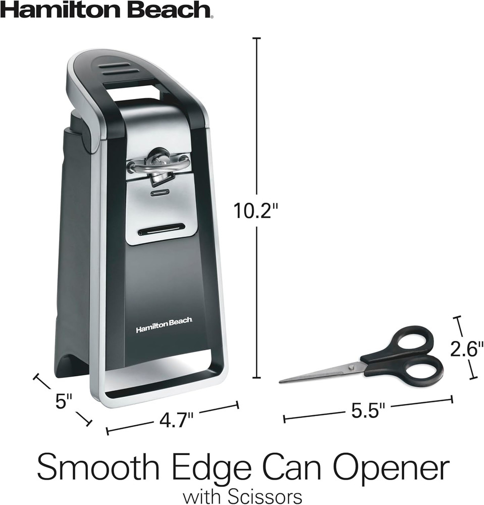 Smooth Edge Electric Automatic Can Opener for Kitchen with Easy Push down Lever,