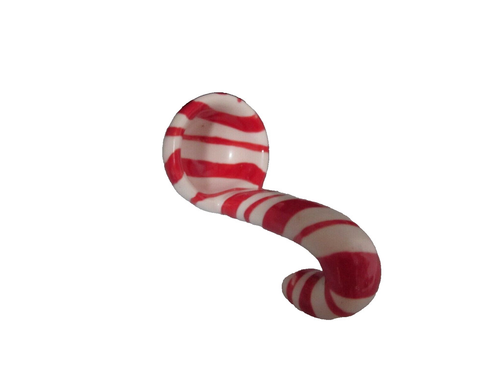 Red & White Striped Ladle Spoon 4” Ceramic