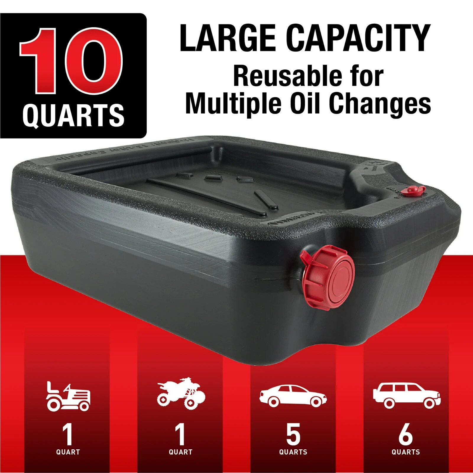 Oil Change Drain Container 10 Quart Large Pan leak-proof High Capacity Car Auto