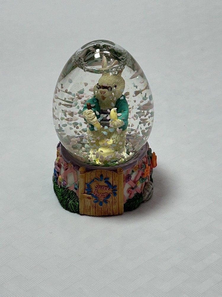 Vintage Easter 3” Rabbit Bunny Snow Globe