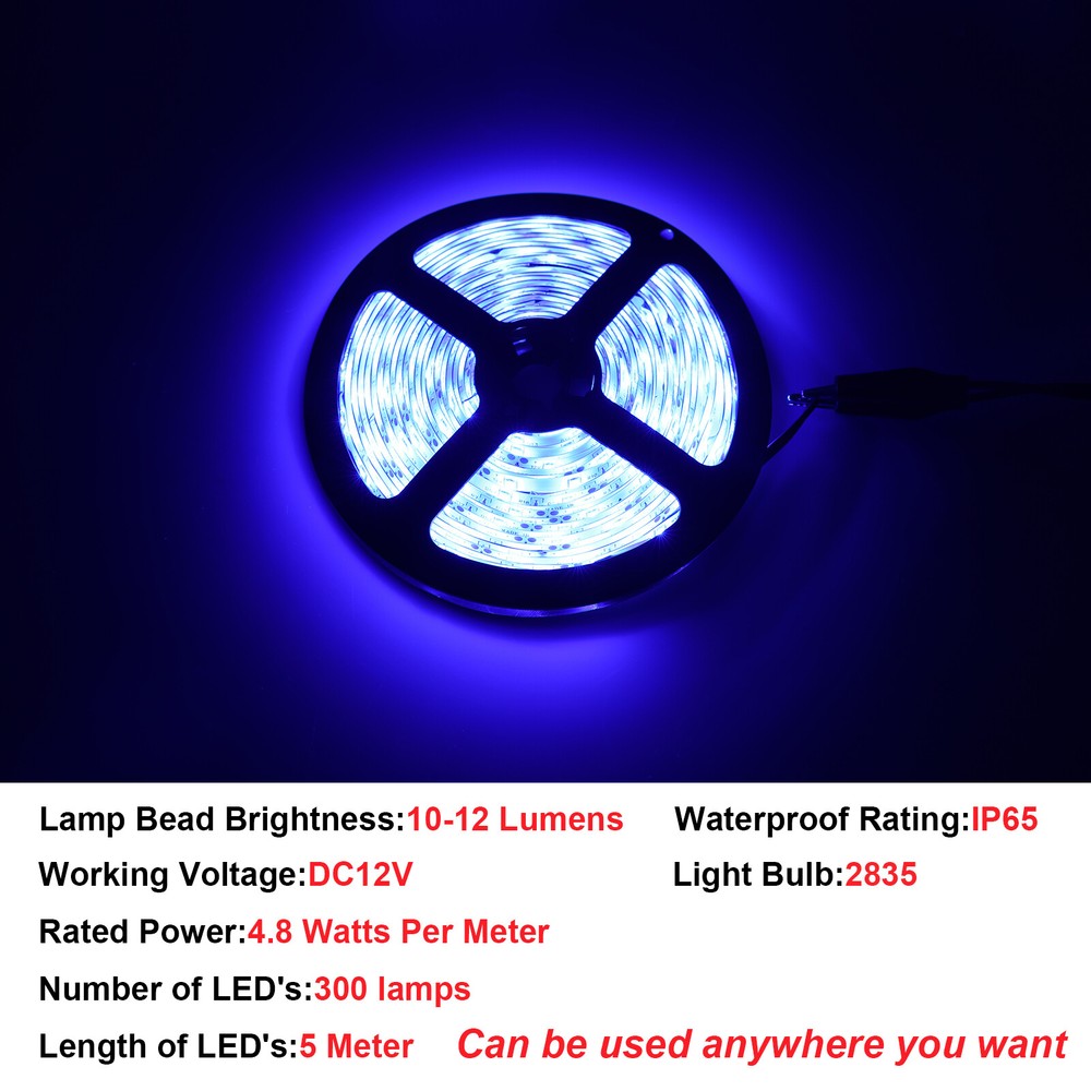 Blue Neon Glow EL Wire String Strip Decor Boat LED Light Car Party + Controller