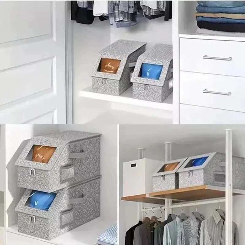 1/2x Stackable Hat Storage Organizer for Baseball Caps 24 Caps Hat Box with Lid