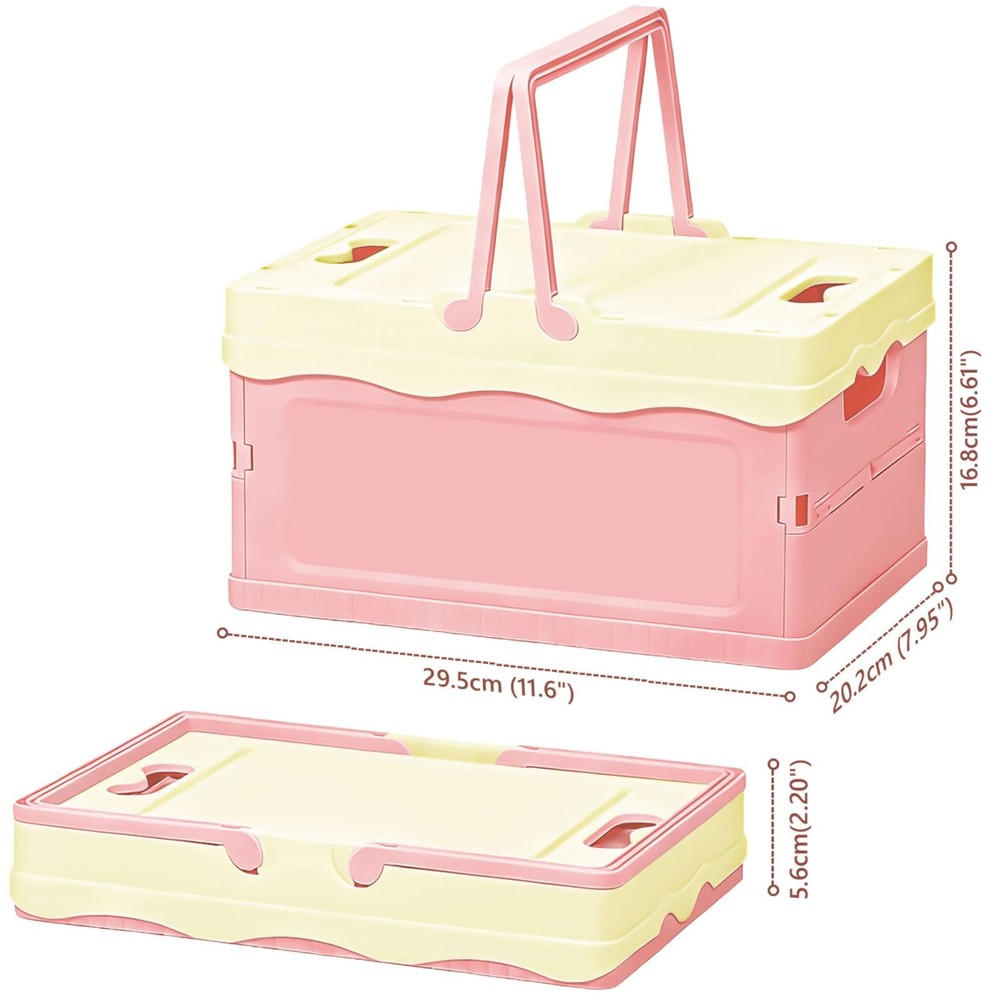 Pastel Plastic Storage Bin with Lid Small Cute Foldable Pastel Crates Plastic...