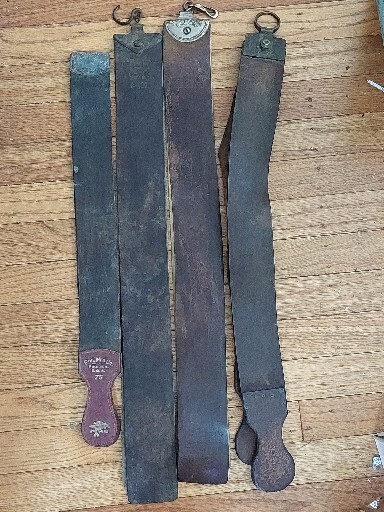 Vintage Straight Razor Barber Leather Sharping Strap Lot Genuine Shell