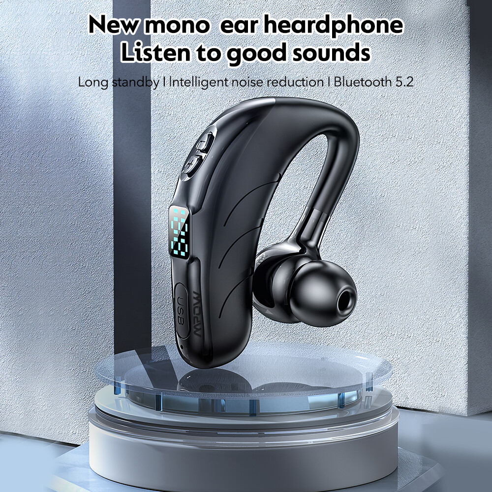 Bluetooth 5.2 Headset, Wireless Earpiece Single Ear Headphones for Cell Phone PC