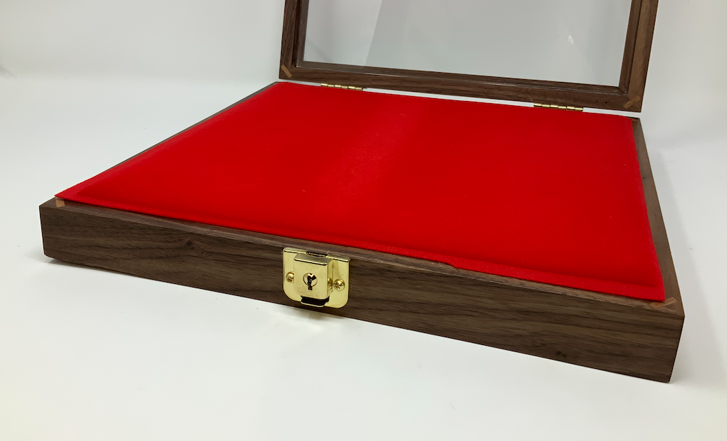 Walnut Wood Display Case 12 x 12 x 2 for Arrowheads Knifes Collectibles & More