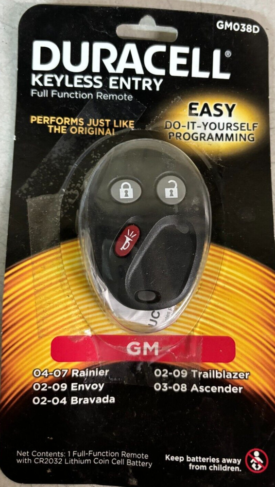 New Duracell Keyless Entry Full Function Remote for GM Vehicles GM038D NEW