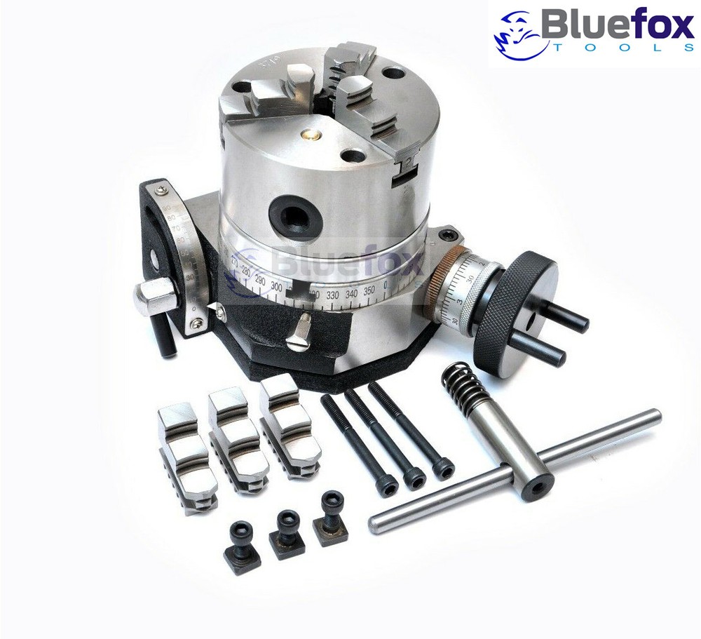 4" TILTING ROTARY TABLE WITH 100 MM SELF CENTERING CHUCK + BACKPLATE