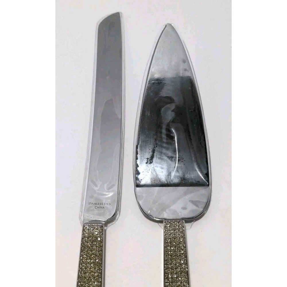 Glitter Diamond Wedding Cake Knife Server Set Rhinestone Handle