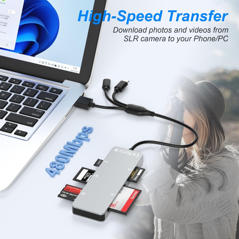 SD Card Reader Memory Stick pro Duo Adapter 5 in 1 SD/TF/XD/MS/CF