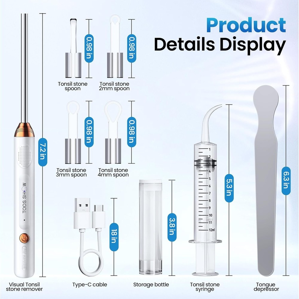 Tonsil Stone Remover with Camera 1080P Visual Tonsil Stone Removal Kit