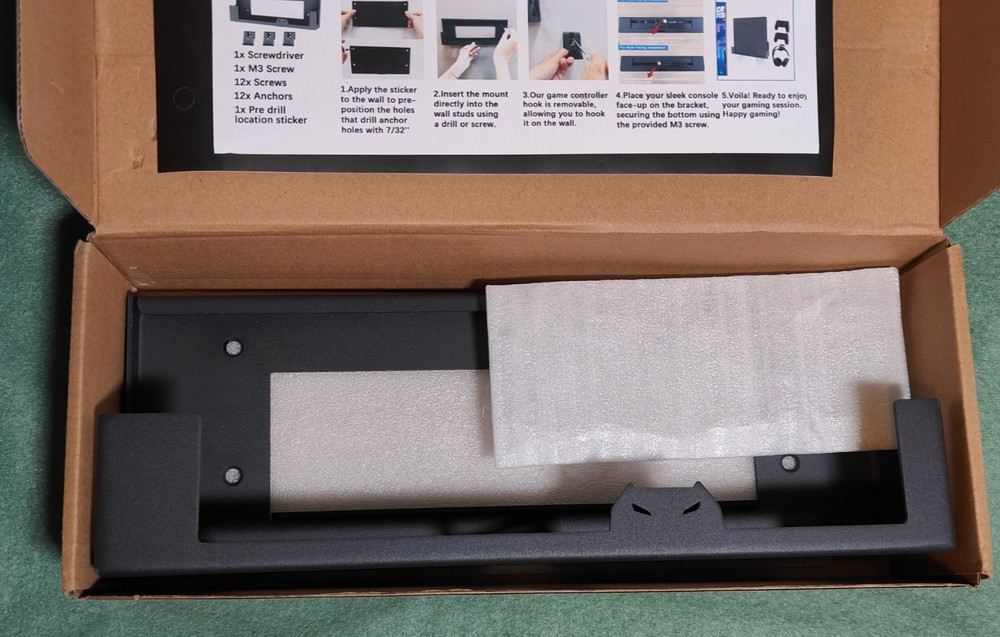 PS4 Slim Wall Mount Steel Bracket w/ Controller Holders Open Box