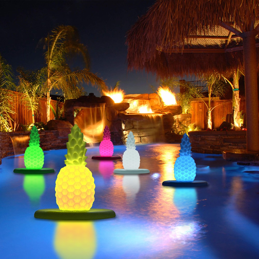 NEW! LED FLOATING COLOR PINEAPPLE - POOL FLOAT LIGHT SHOW - MOOD GLOWING ORB