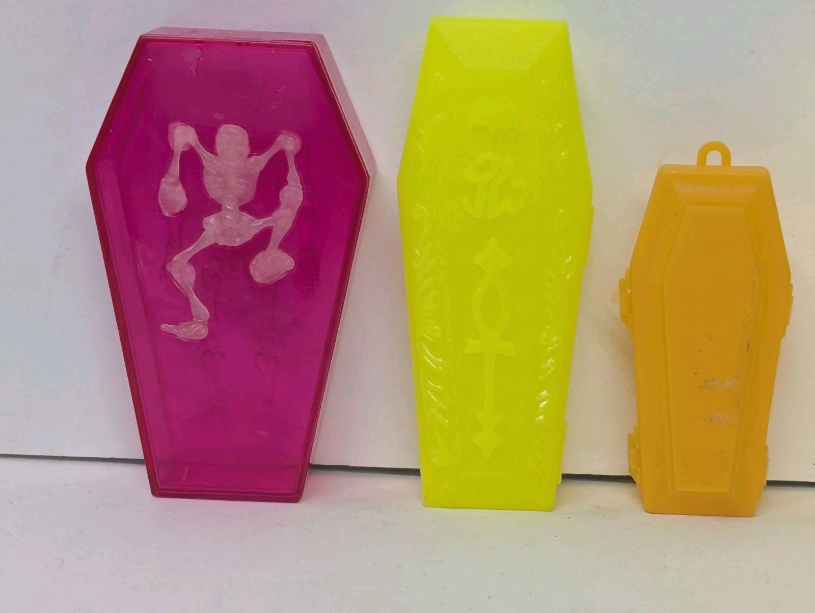Vintage Coffin Skeleton Candy Containers Toy Lot
