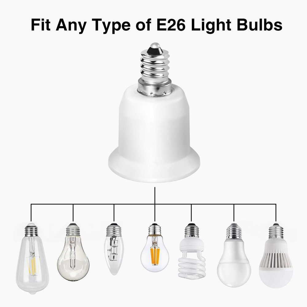 2pcs Bulbs Socket Adapters from E12 to E26 (Mini Screw to Medium Edison Screw )