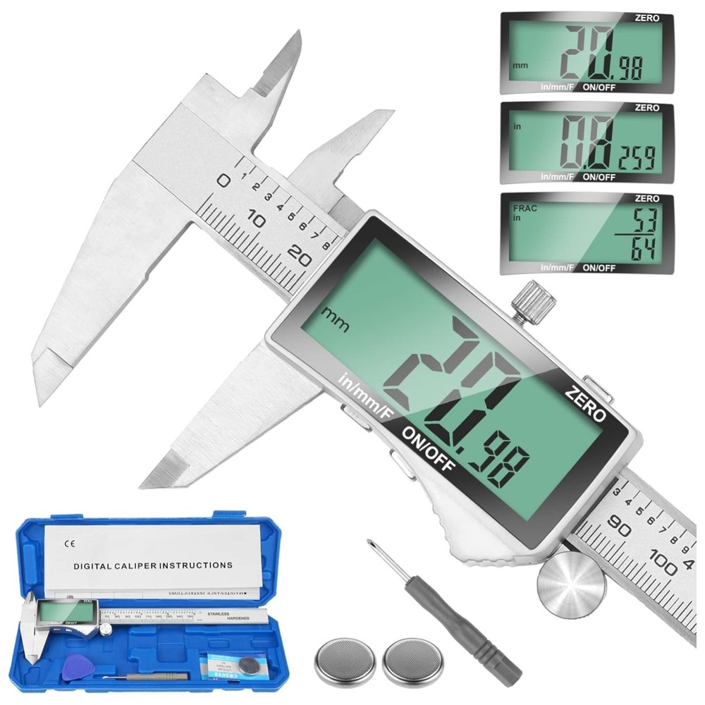 6-Inch Caliper Tool with Extra Display & Easy Zero Setting for DIY Projects