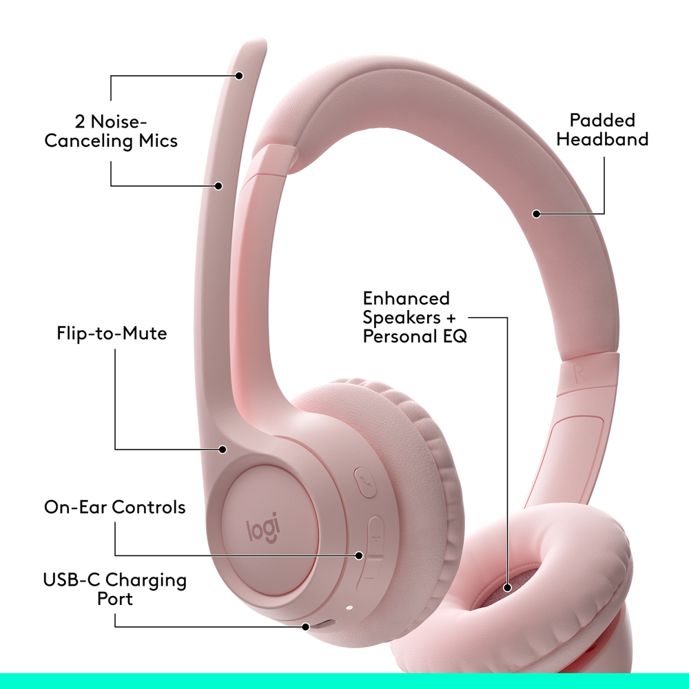 Logitech - Zone 300 Wireless Bluetooth On-ear Headset With Noise-Canceling Mi...