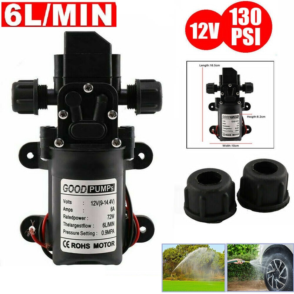 12V Water Pump 130PSI Self Priming Diaphragm High Pressure Automatic Switch