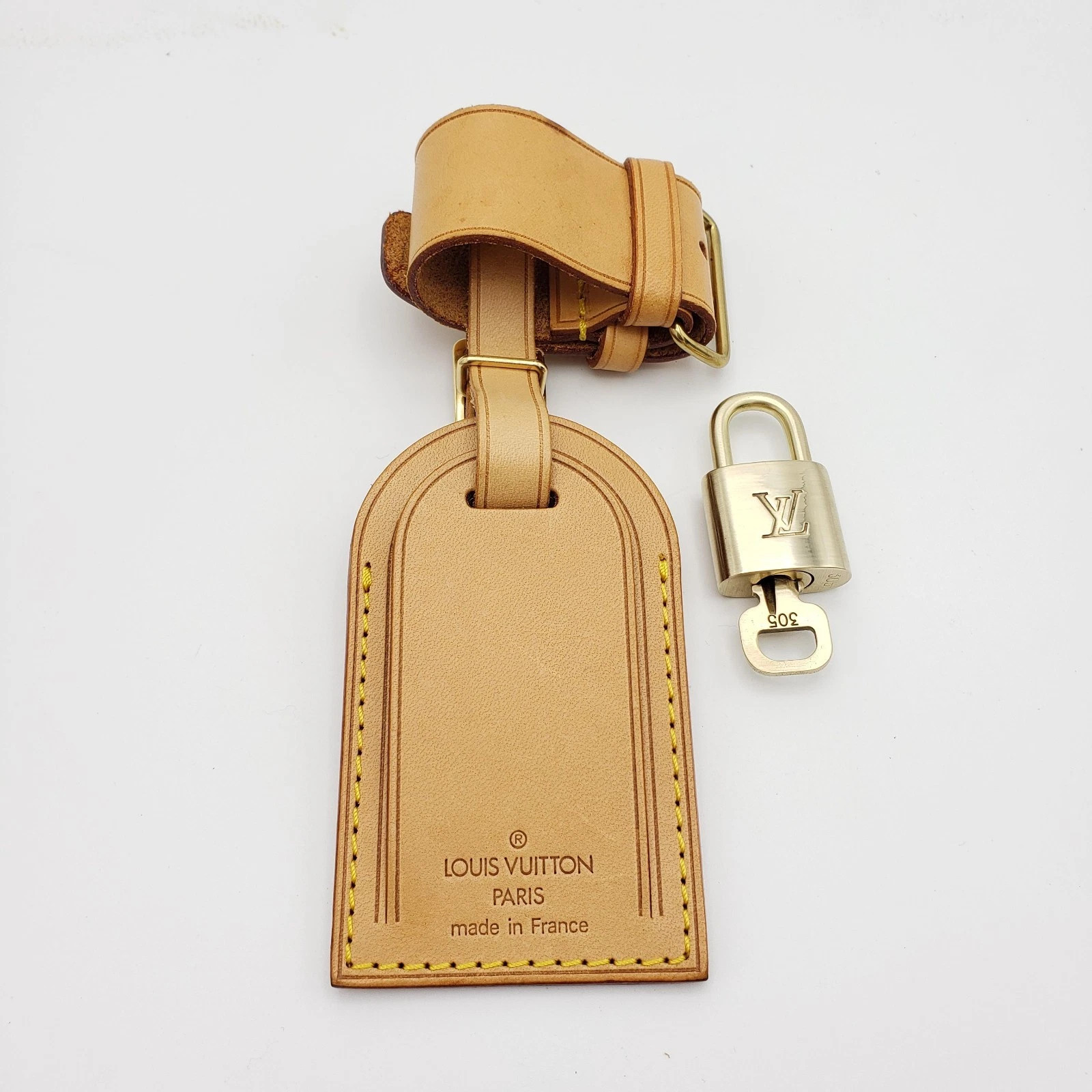 100% Authentic Louis Vuitton Luggage tag /Nametag with Gold Lock and Key