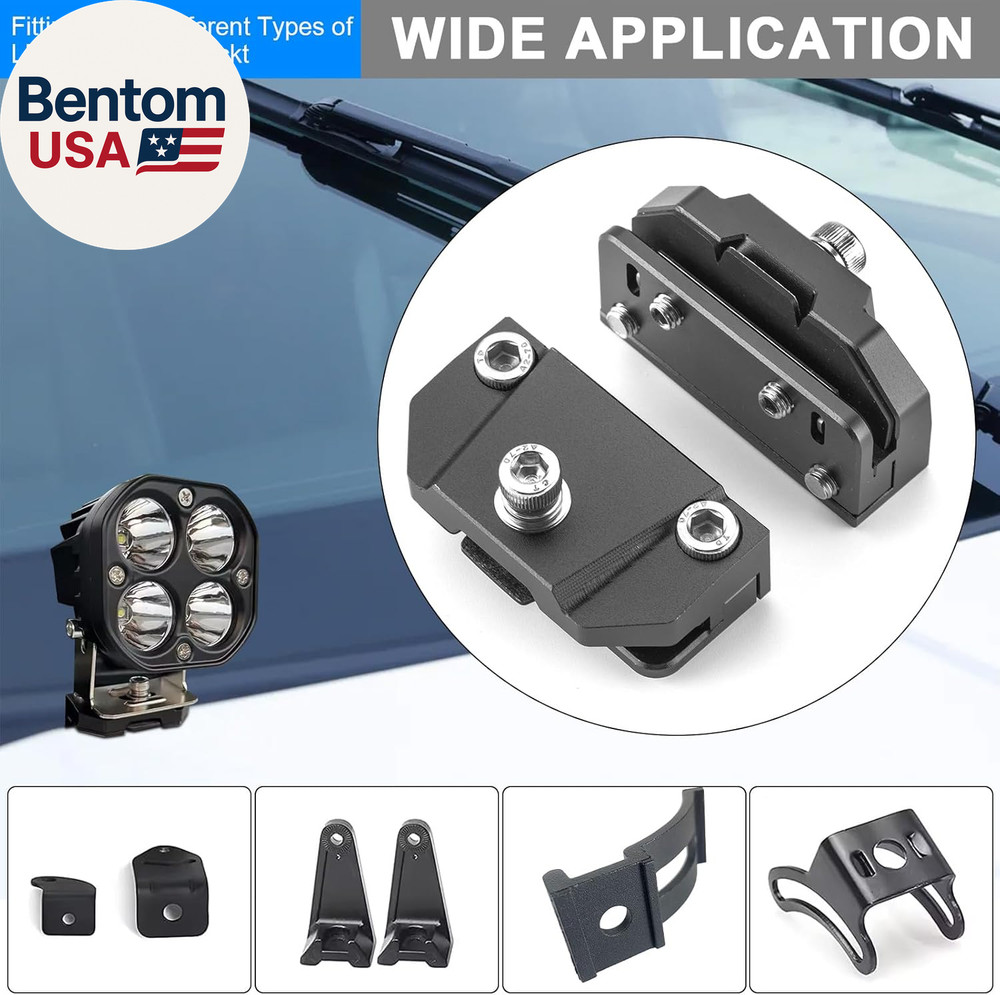 2PCS Universal Hood Light Mounting Brackets Ditch Light Brackets Adjustable Alum