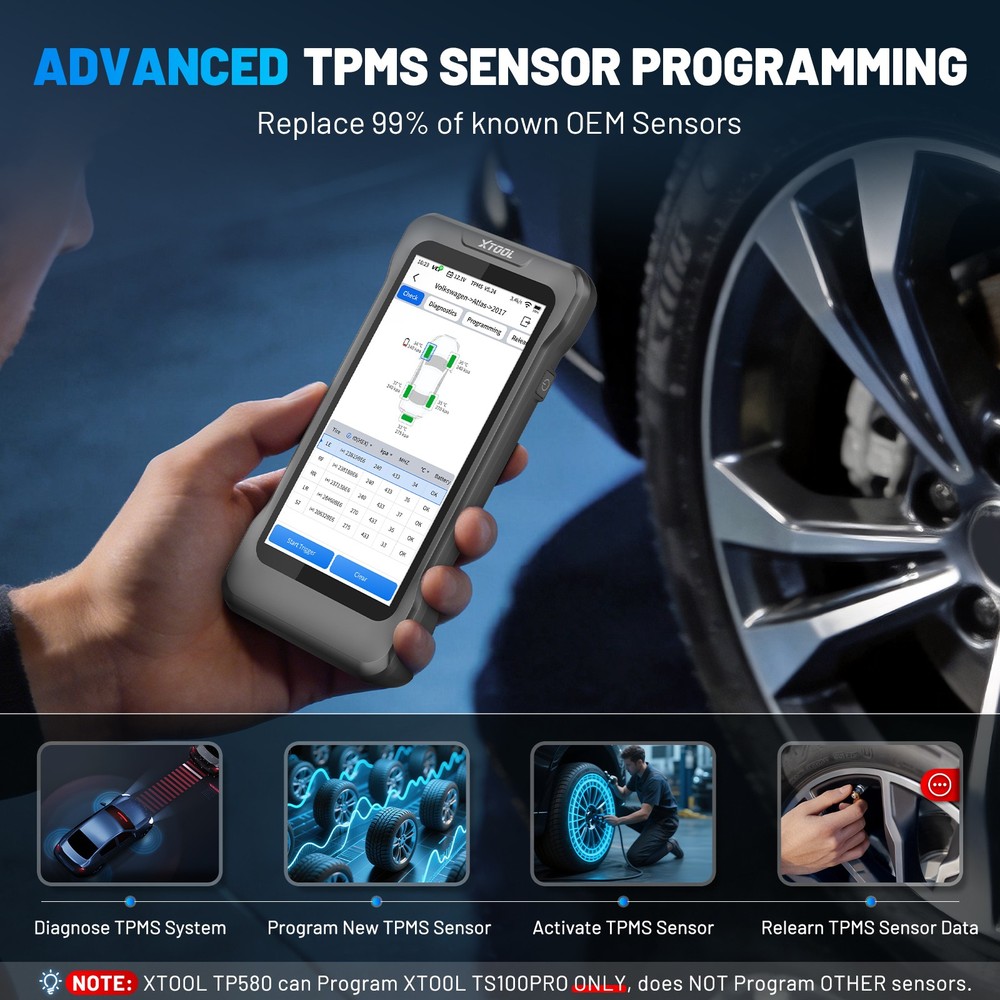 XTOOL TP580 TPMS TS100 Programming Tool All System Diagnostic Scanner 22+ Resets