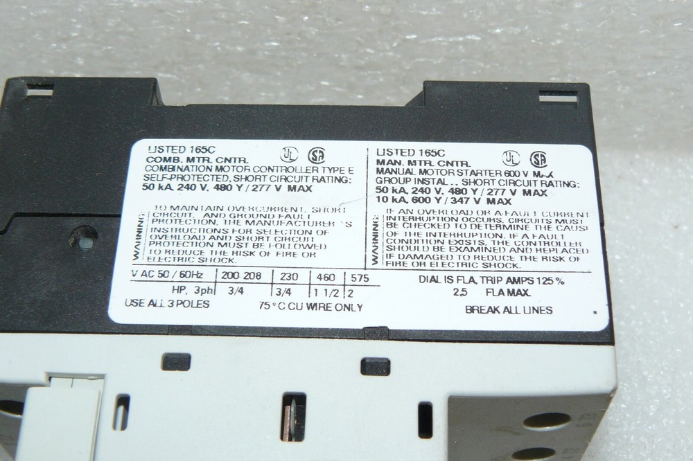 SIEMENS 3RV1011-1CA10 MANUAL STARTER MOTOR PROTECTOR