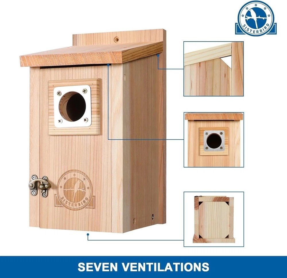 Charming Cedar Outdoor Birdhouse with Predator Guard for Safe Nesting Experience