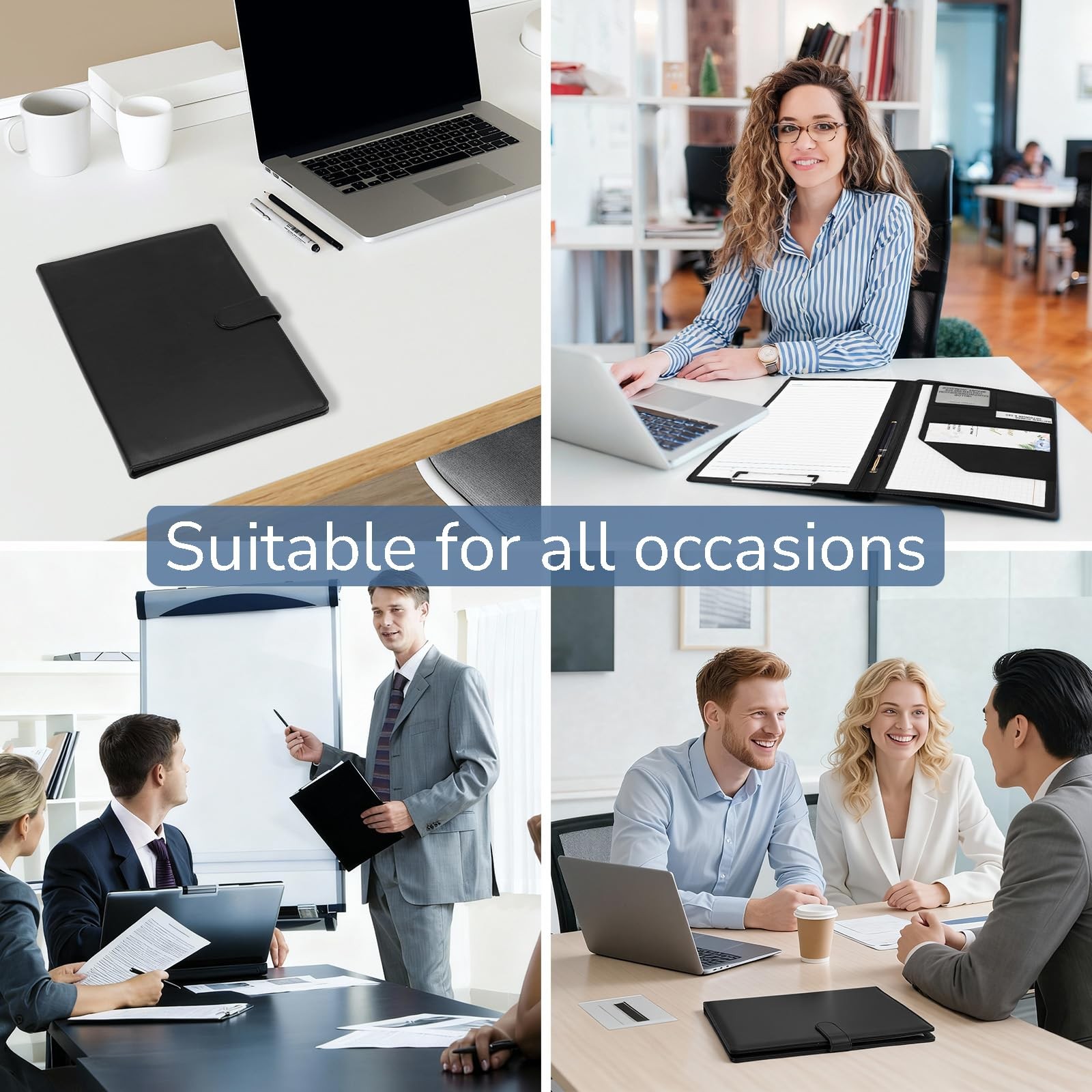 Professional Padfolio with Clipboard, Faux Leather Portfolio Folder Binder, L...