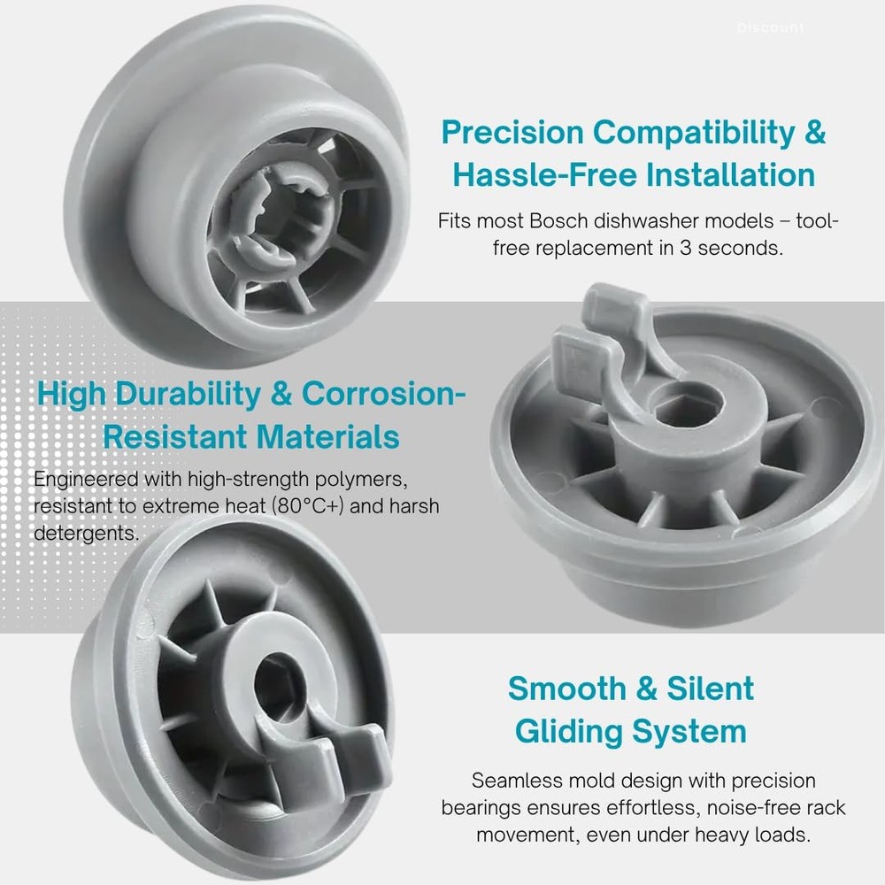 Replacement Dishwasher Wheels for Lower Rack 8 Pack Compatible Parts
