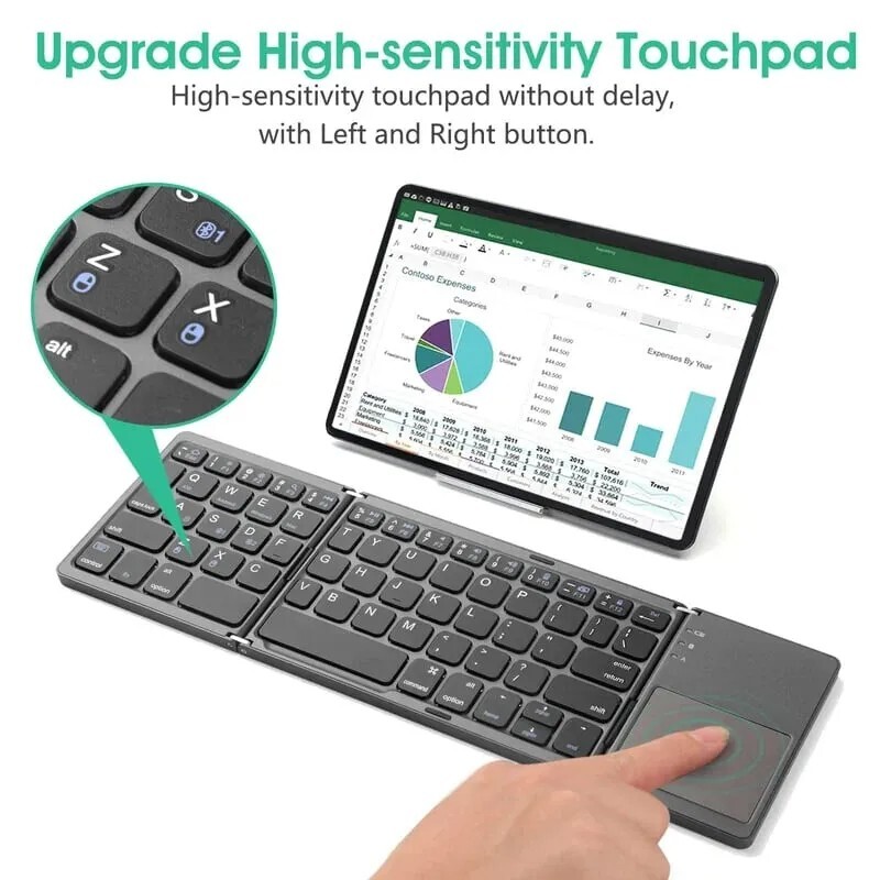 Mini Folding Wireless Bluetooth Keyboard With Touchpad for Laptop Tablet Phone