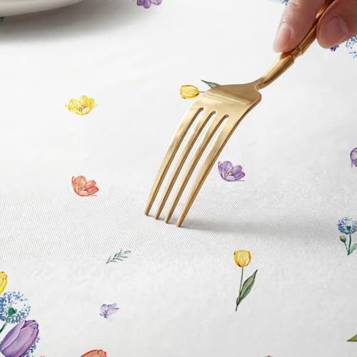 Spring Fitted Tablecloth 72 x 30 Inch 72" x 30" (Rectangular) White